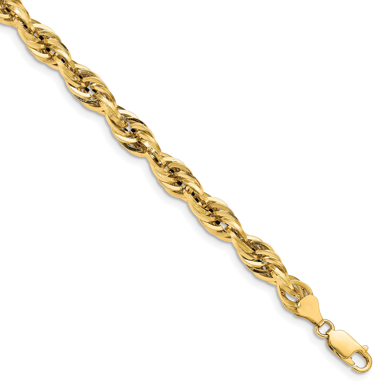 8 Inch 7.0mm Semi-Solid Rope Chain 14k Yellow Gold BC194-8