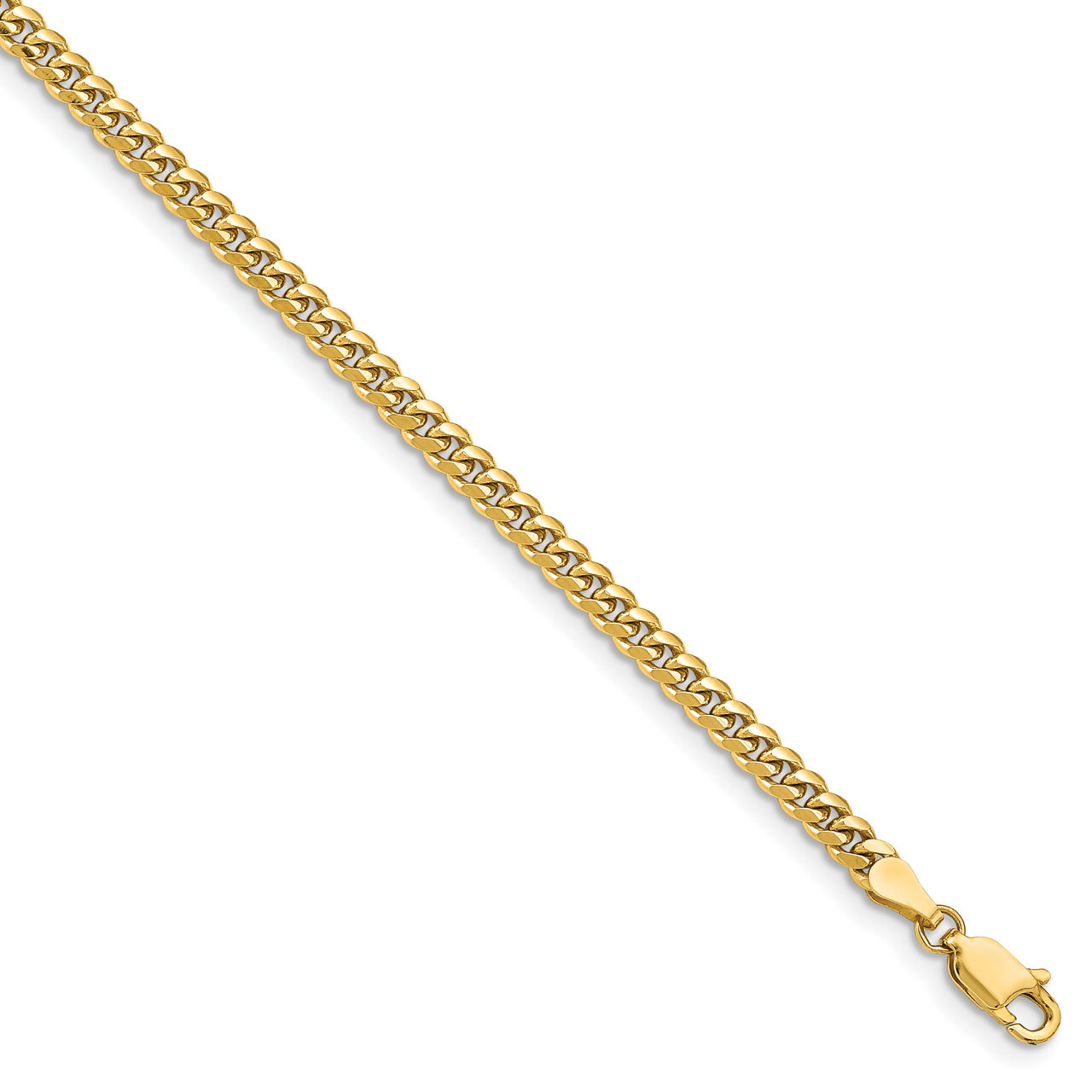 7 Inch 3.5mm Solid Miami Cuban Chain 14k Yellow Gold DCU100-7