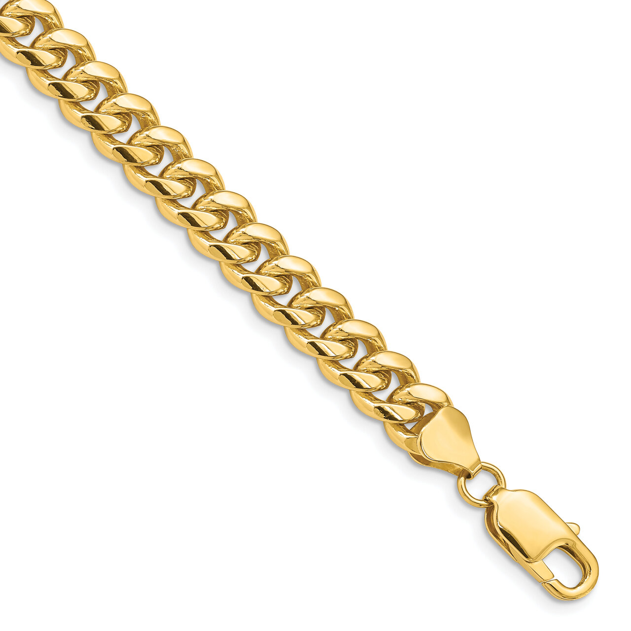 8.5 Inch 6.75mm Solid Miami Cuban Chain 14k Yellow Gold DCU220-8.5
