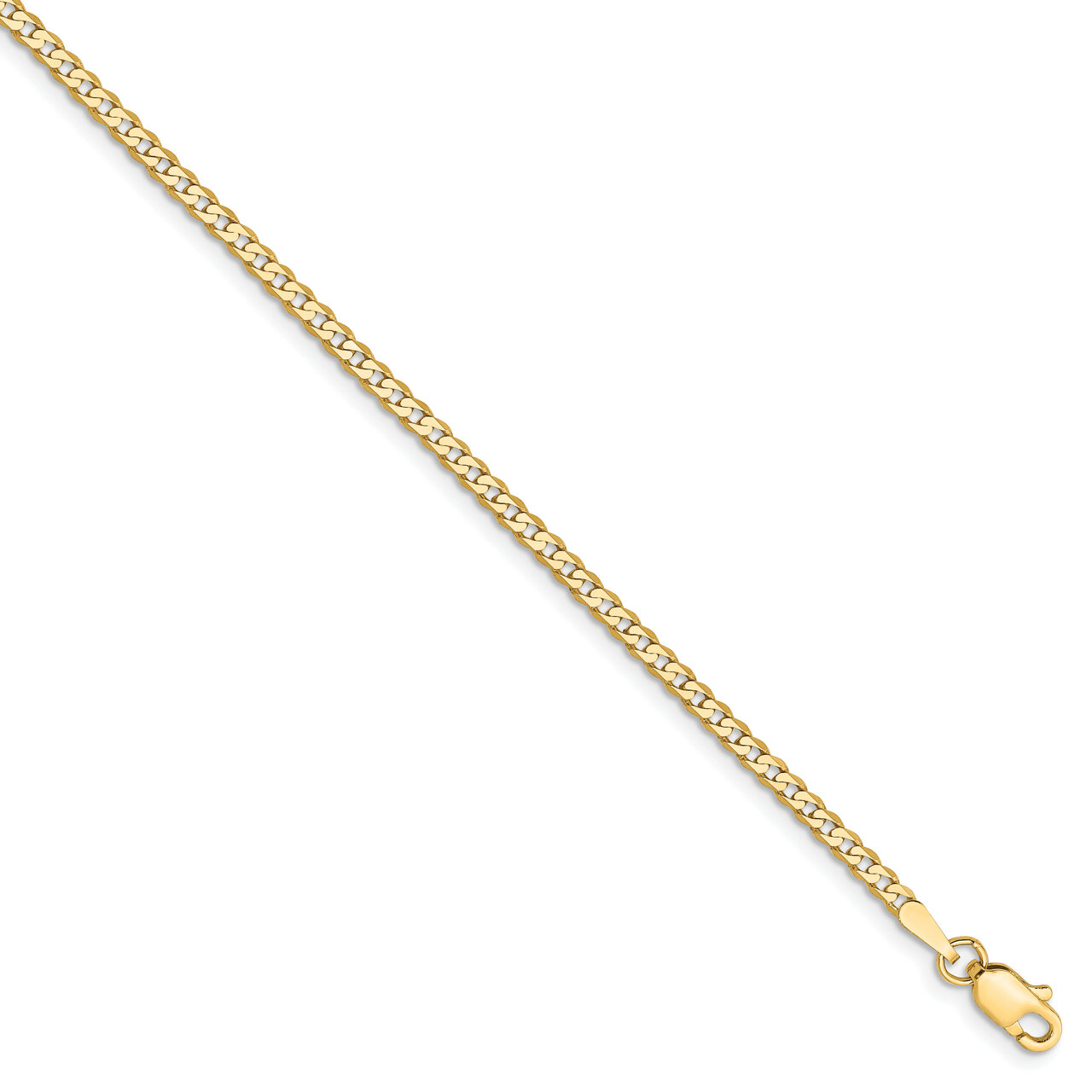 10 Inch 2.2mm Beveled Curb Chain 14k Yellow Gold FBU060-10, MPN: FBU060-10, 886774561547