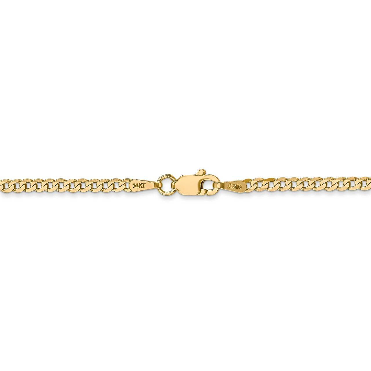22 Inch 2.2mm Beveled Curb Chain 14k Yellow Gold FBU060-22