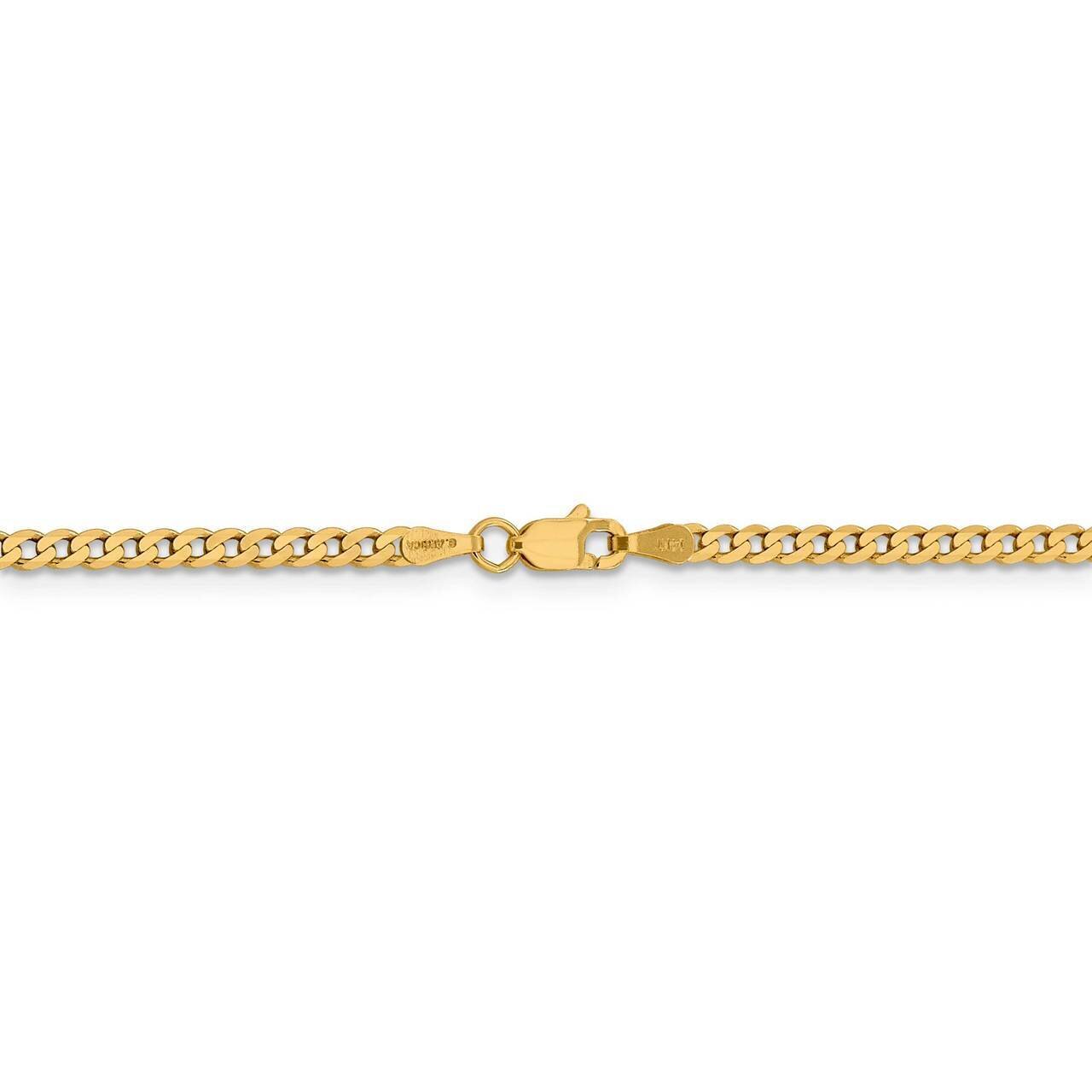 26 Inch 2.3mm Beveled Curb Chain 14k Yellow Gold FBU070-26