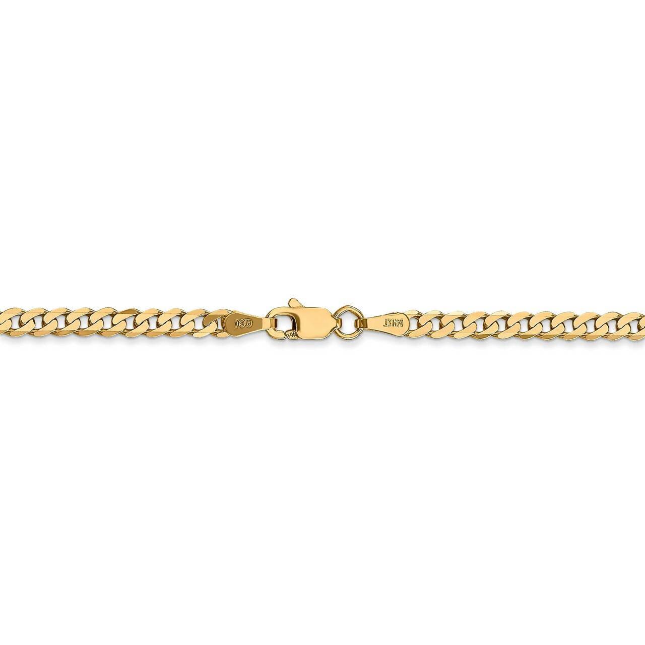 26 Inch 2.9mm Beveled Curb Chain 14k Yellow Gold FBU080-26