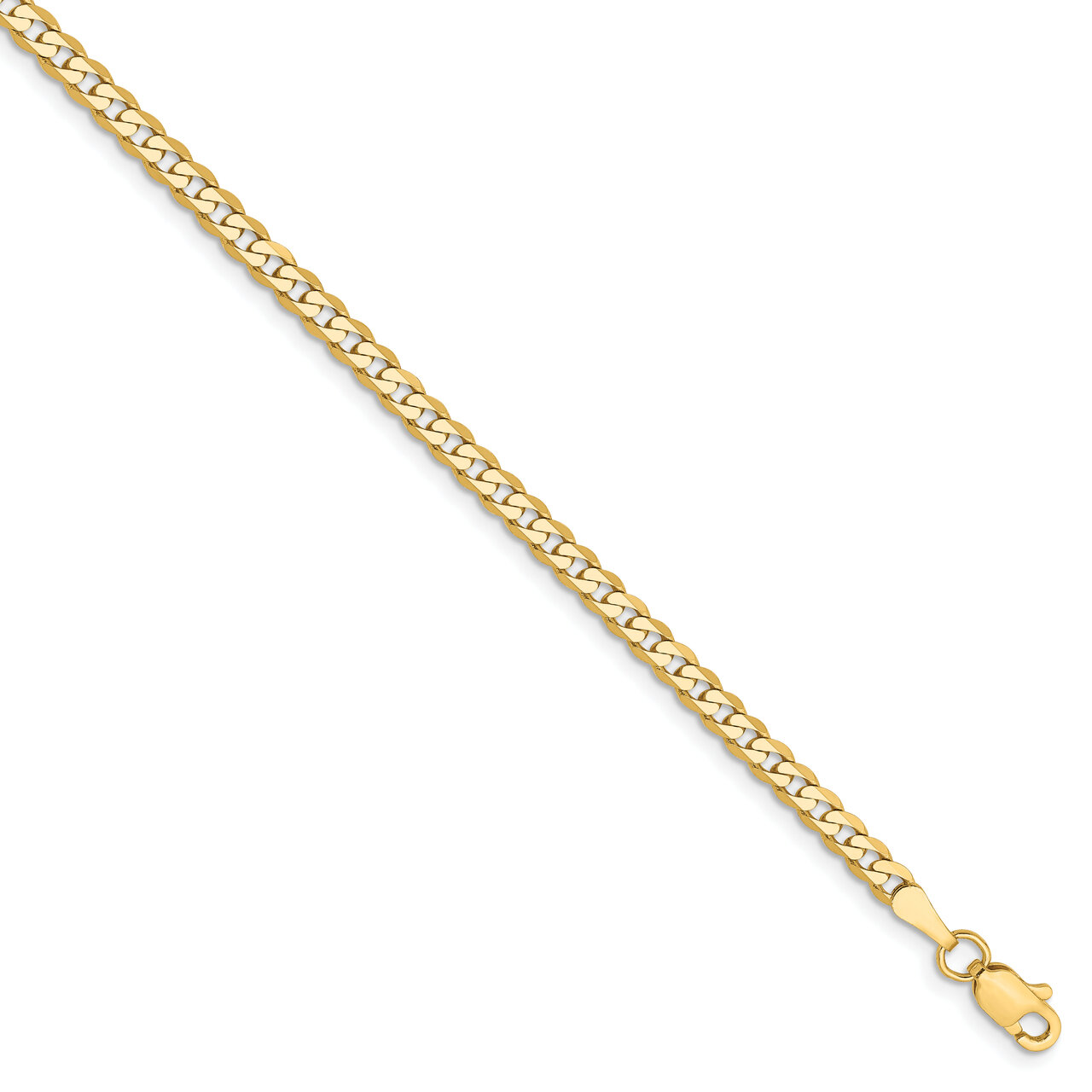 9 Inch 2.9mm Beveled Curb Chain 14k Yellow Gold FBU080-9, MPN: FBU080-9, 886774561301