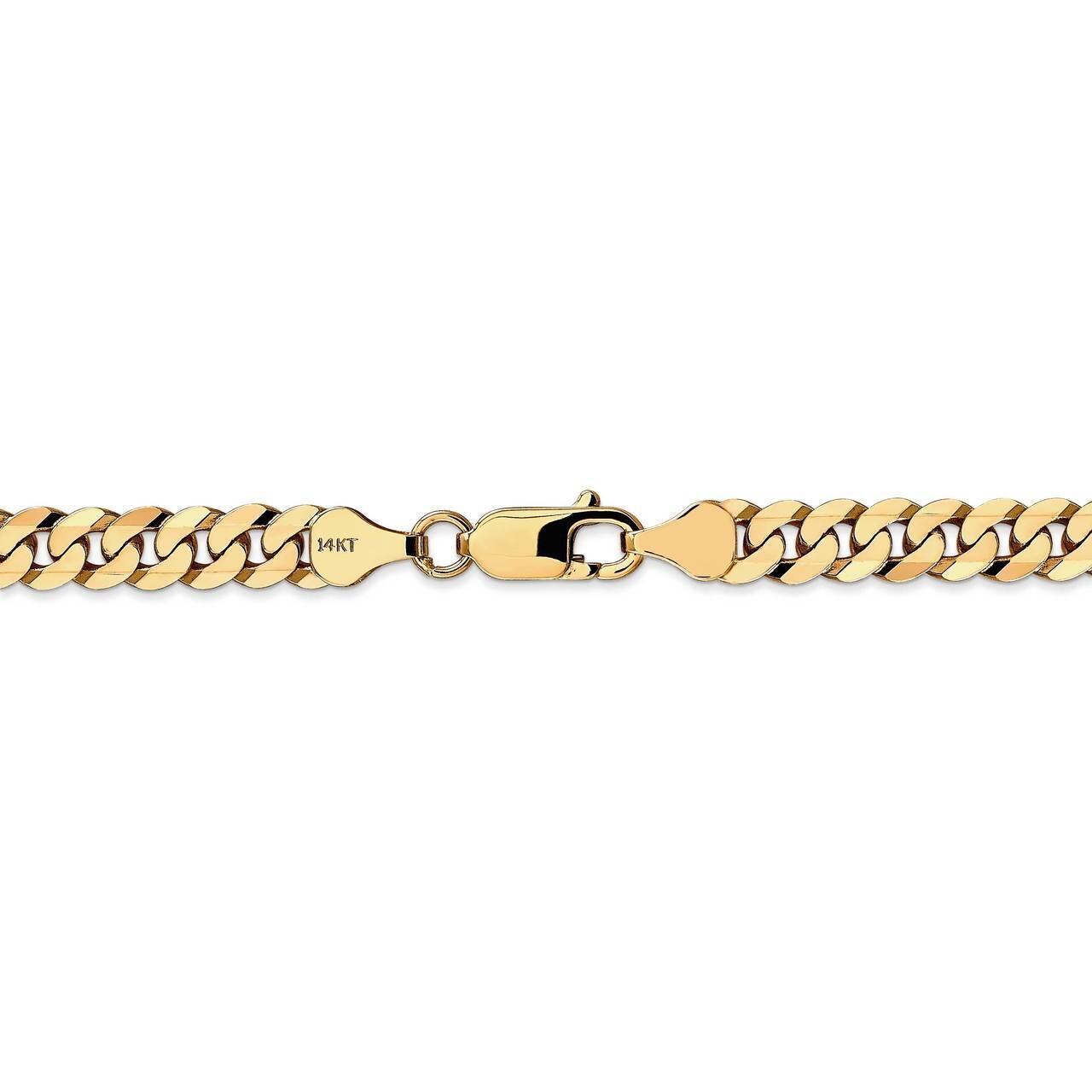 28 Inch 6.25mm Beveled Curb Chain 14k Yellow Gold FBU160-28