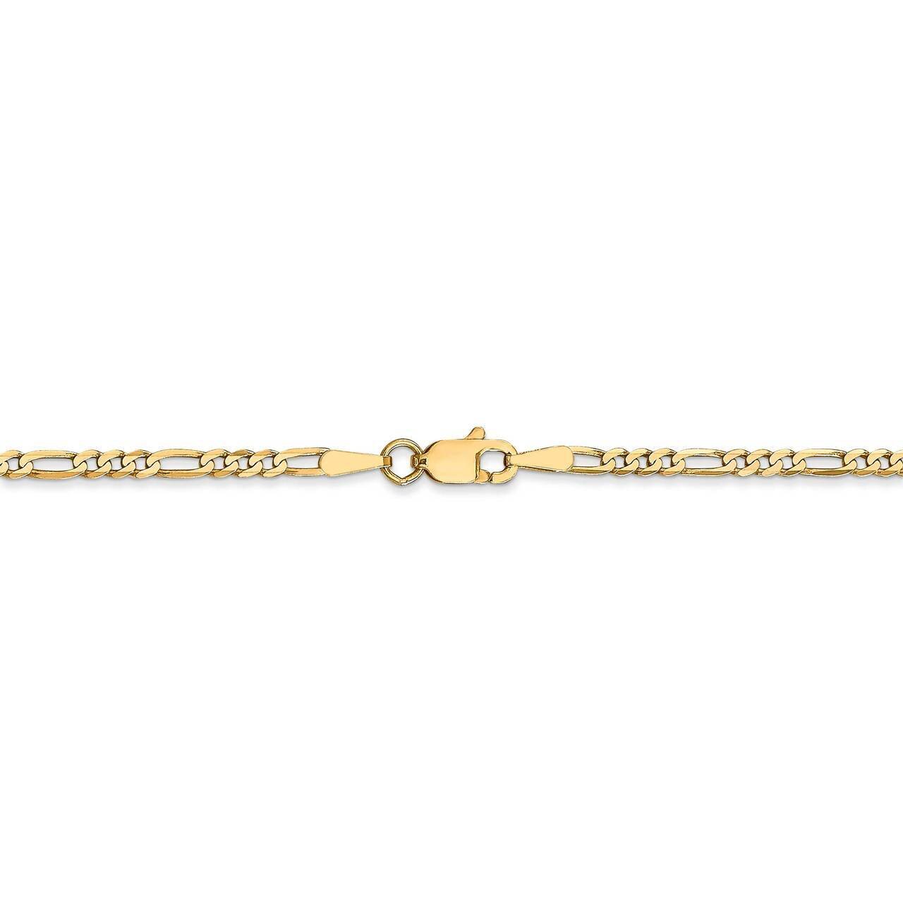 28 Inch 2.25mm Flat Figaro Chain 14k Yellow Gold FFL060-28, MPN: FFL060-28, 191101833151