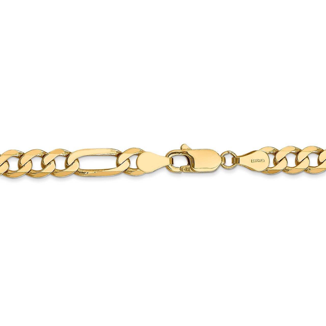 28 Inch 5.25mm Flat Figaro Chain 14k Yellow Gold FFL140-28, MPN: FFL140-28, 191101979828