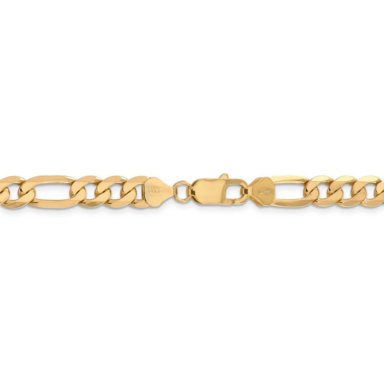 28 Inch 7.5mm Flat Figaro Chain 14k Yellow Gold FFL200-28, MPN: FFL200-28, 191101833229
