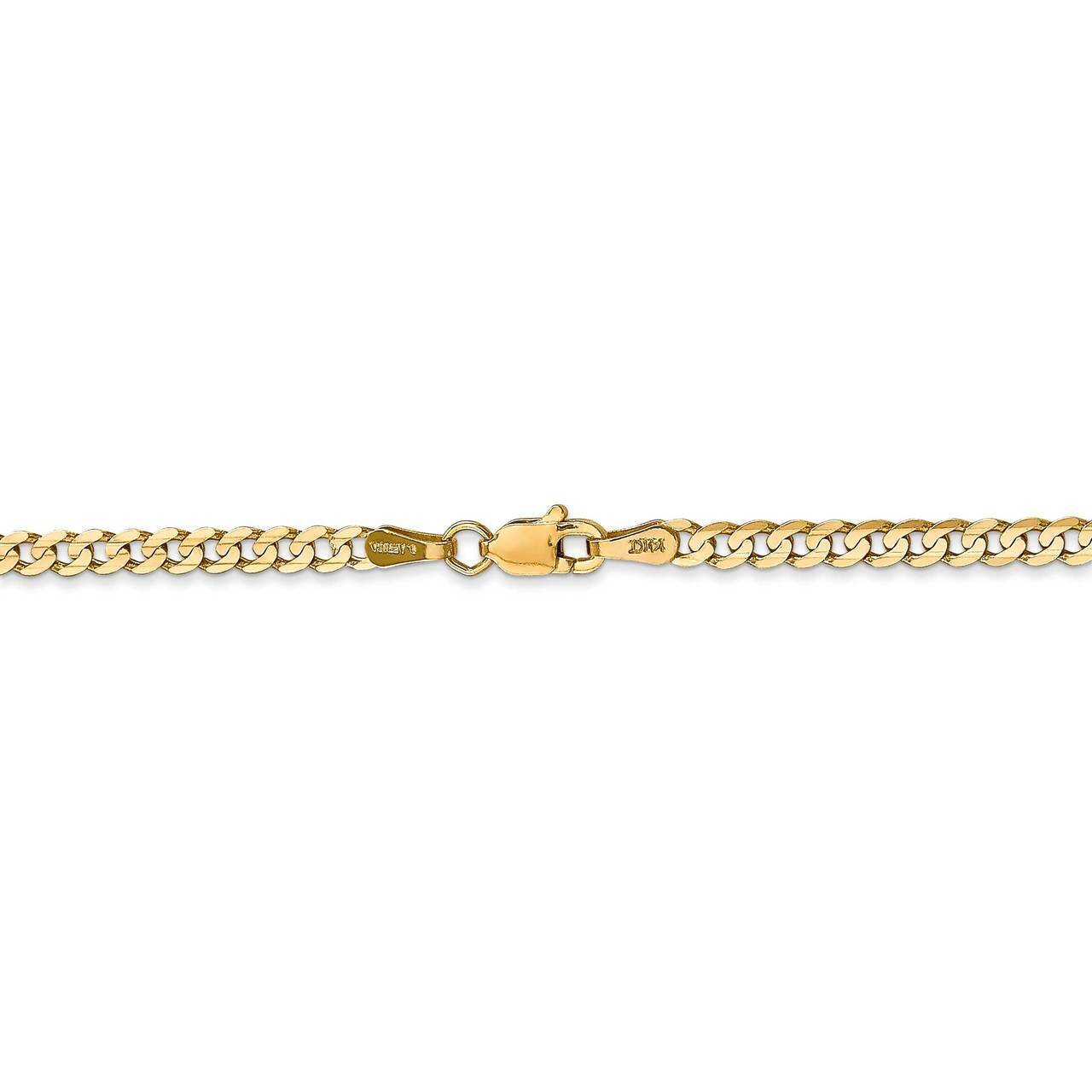 26 Inch 3mm Open Concave Curb Chain 14k Yellow Gold LCR080-26