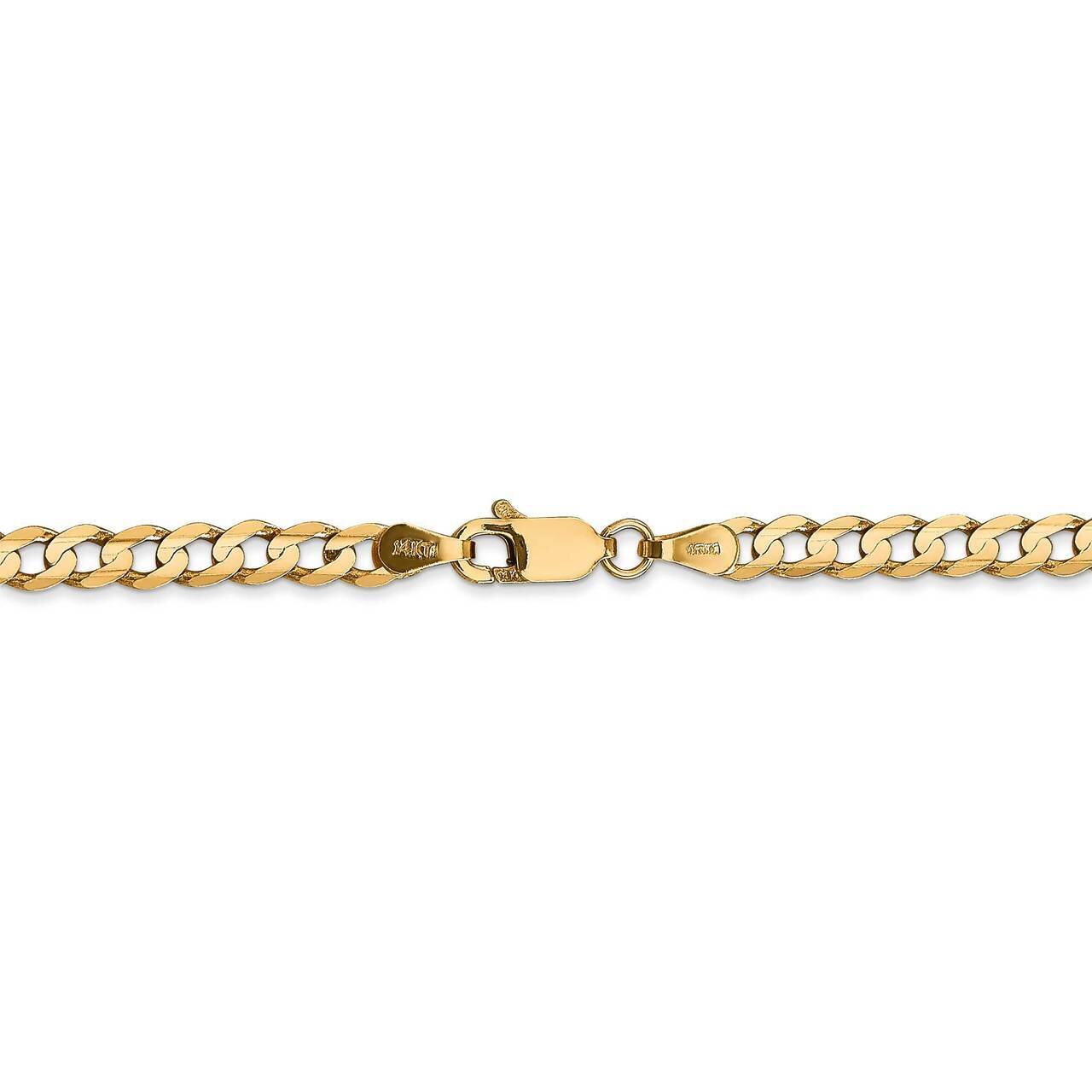 26 Inch 3.8mm Open Concave Curb Chain 14k Yellow Gold LCR100-26
