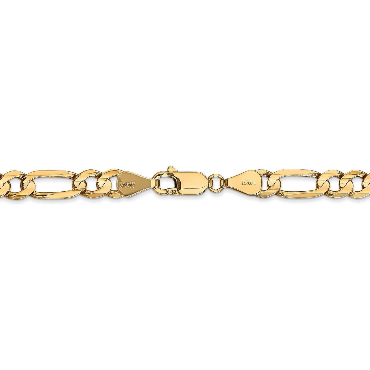 28 Inch 5.50mm Concave Open Figaro Chain 14k Yellow Gold LFG140-28