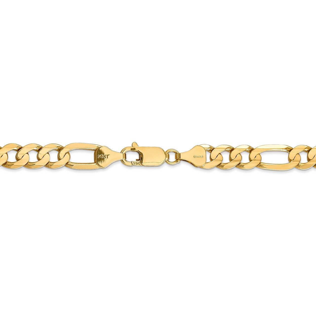 28 Inch 6.75mm Concave Open Figaro Chain 14k Yellow Gold LFG180-28