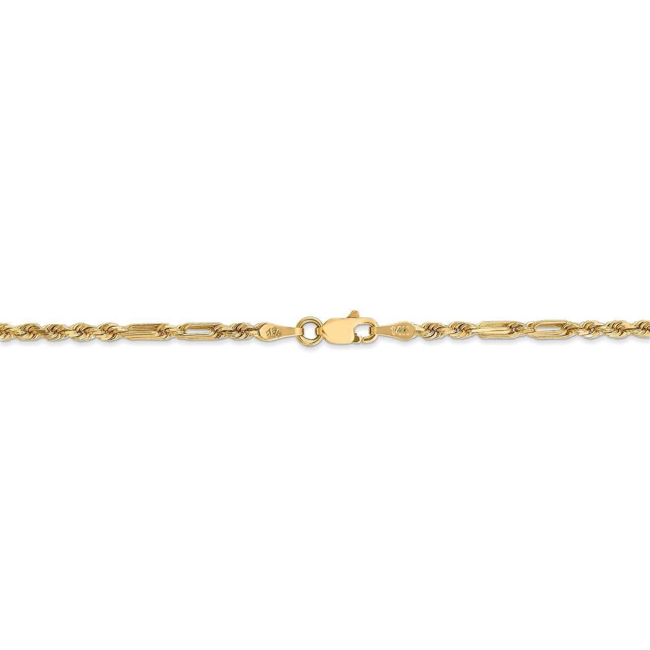 22 Inch 2.5mm Milano Rope Chain 14k Yellow Gold MIL045-22