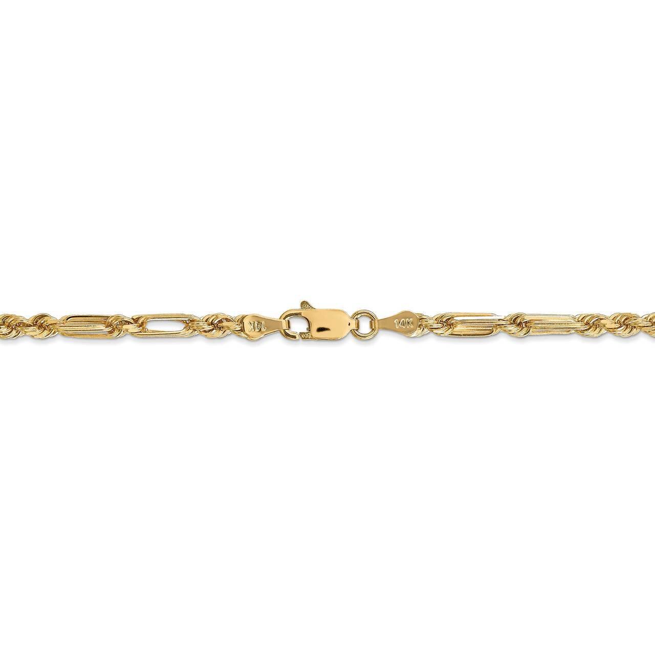 22 Inch 3.0mm Milano Rope Chain 14k Yellow Gold MIL060-22