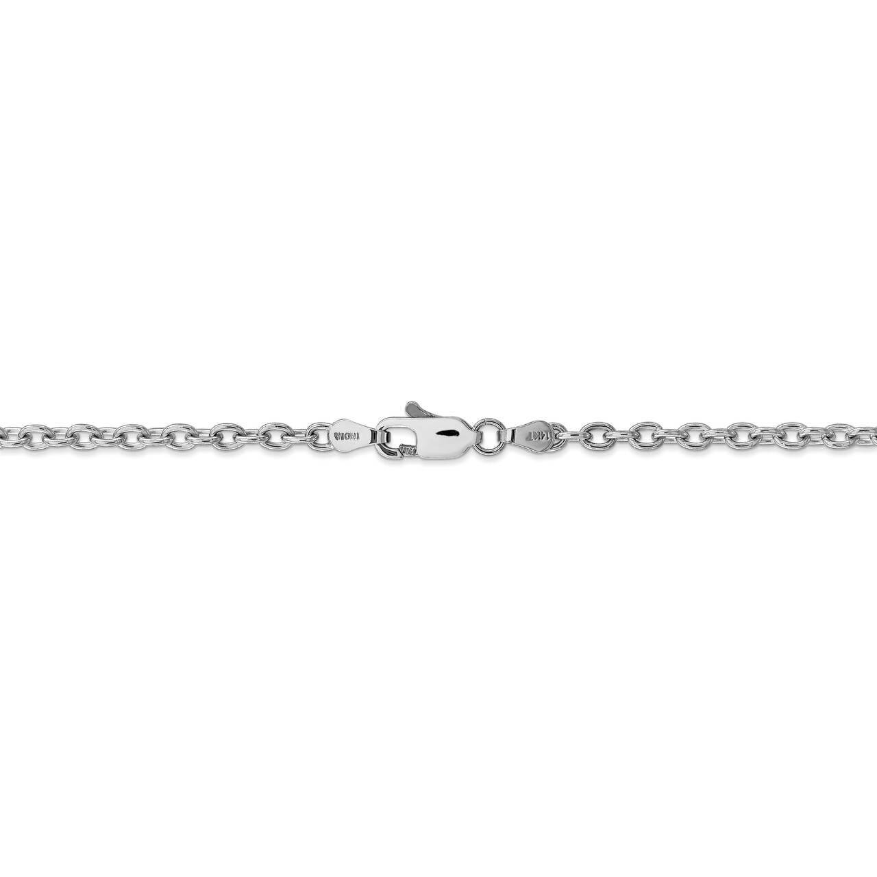 22 Inch 3.2mm Cable Chain 14k White Gold PEN212-22