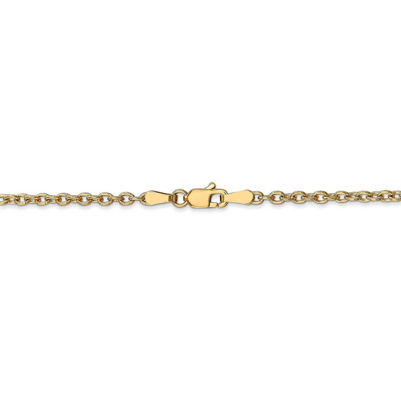 22 Inch 2.4mm Cable Chain 14k Yellow Gold PEN217-22
