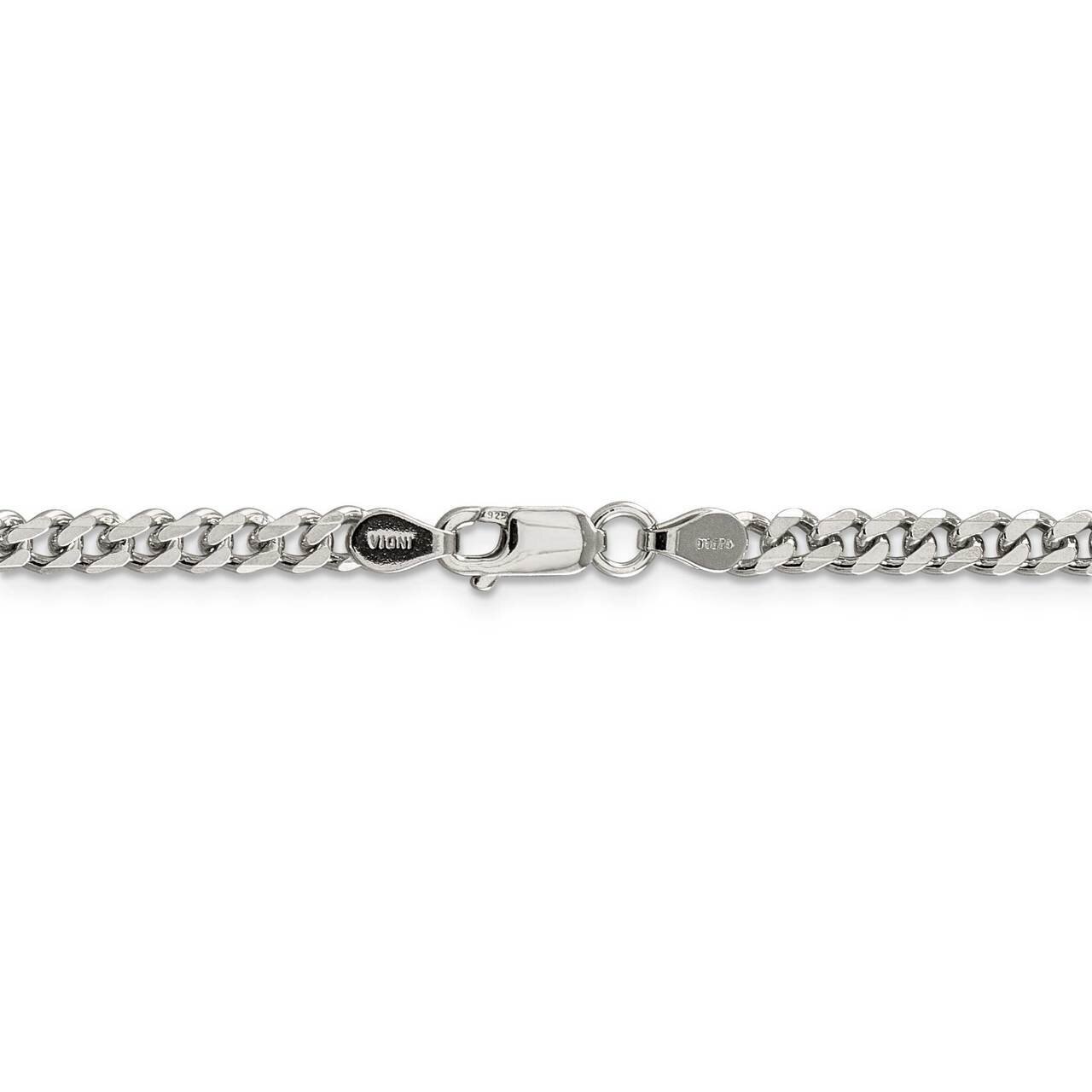 26 Inch Rhodium Plated 4.5mm Curb Chain Sterling Silver QCB120R-26, MPN: QCB120R-26, 886774097626