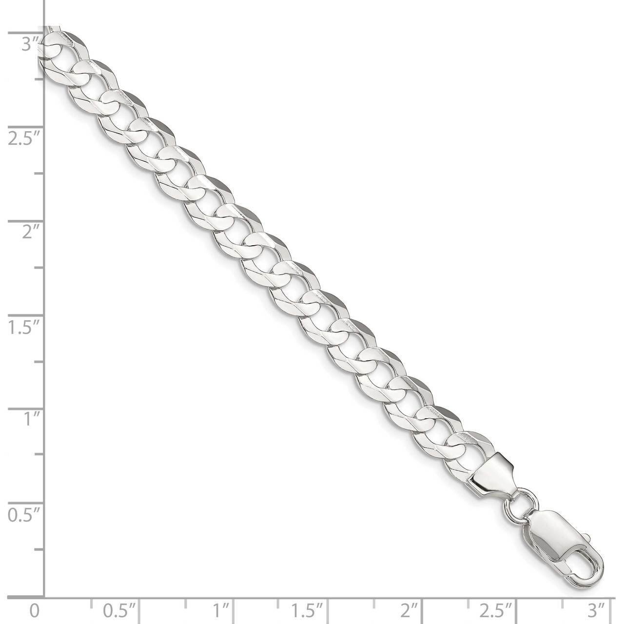 22 Inch 8.0mm Concave Beveled Curb Chain Sterling Silver QCBC200-22
