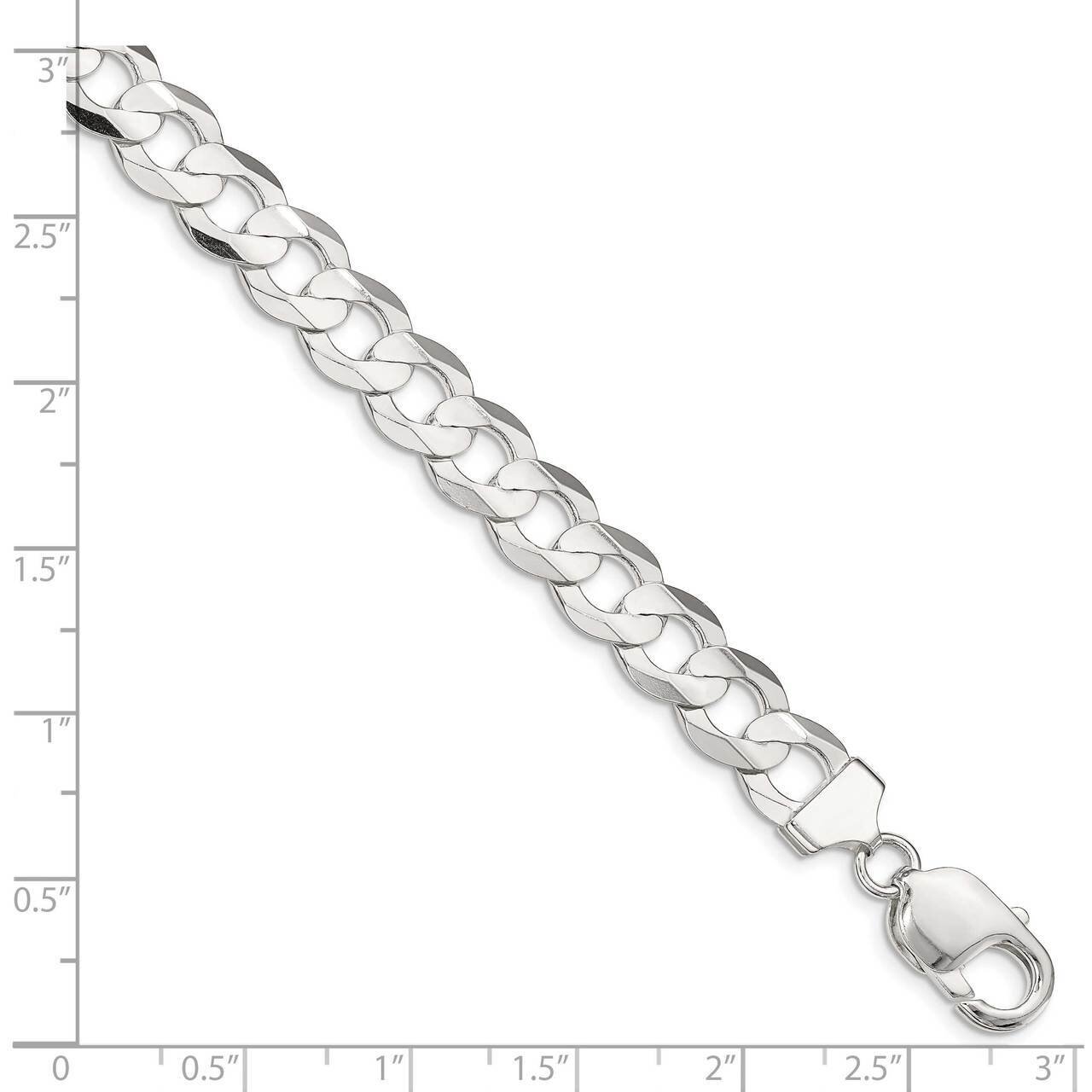 9 Inch 9.75mm Concave Beveled Curb Chain Sterling Silver QCBC250-9