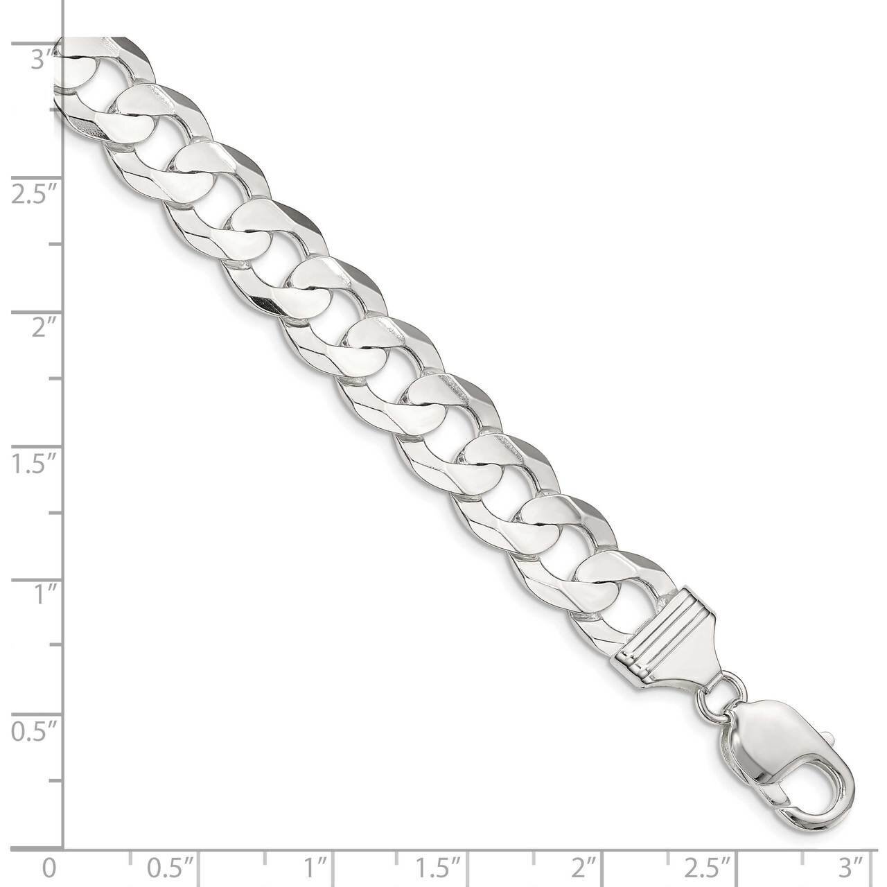 22 Inch 11.9mm Concave Beveled Curb Chain Sterling Silver QCBC300-22