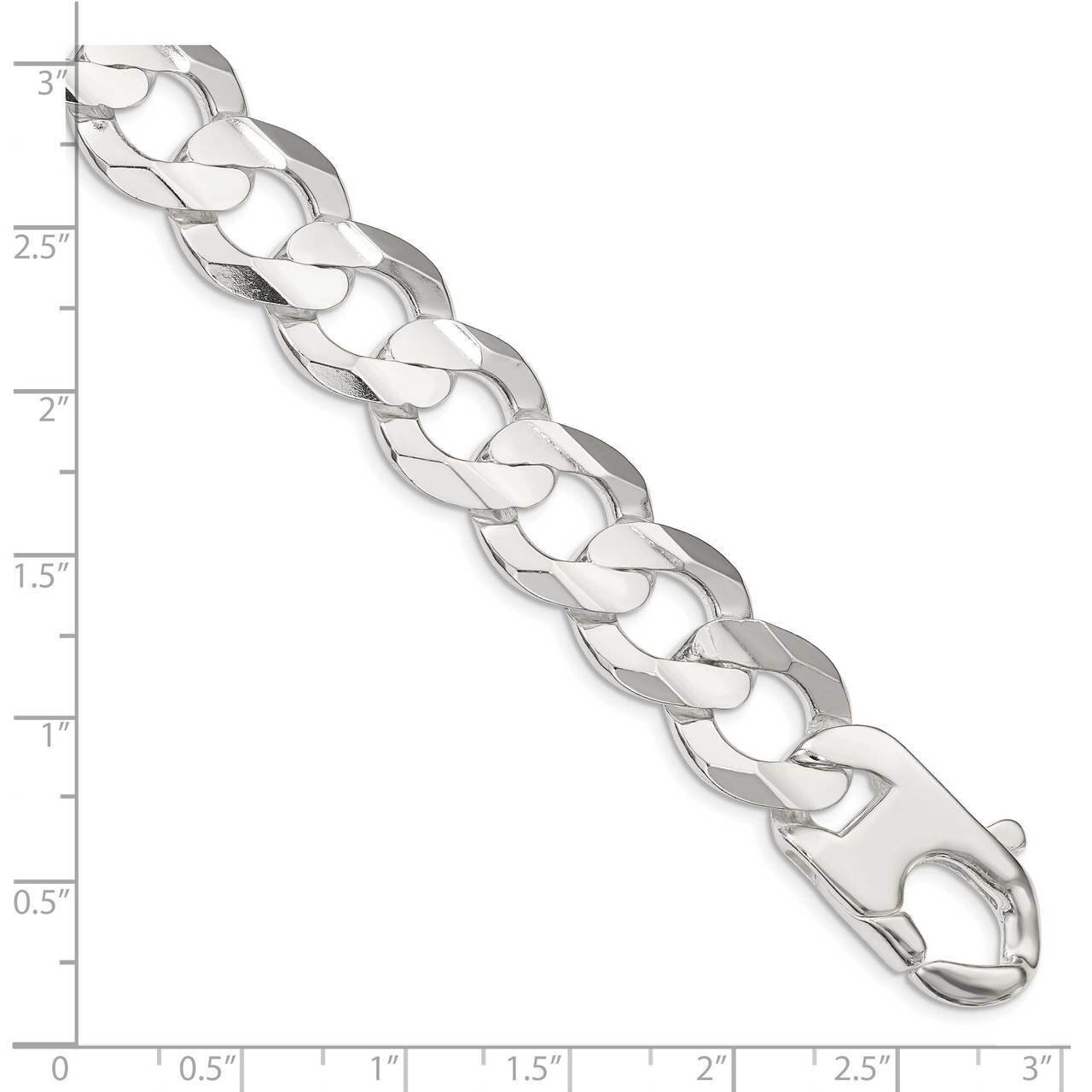 22 Inch 15.75mm Concave Beveled Curb Chain Sterling Silver QCBC400-22
