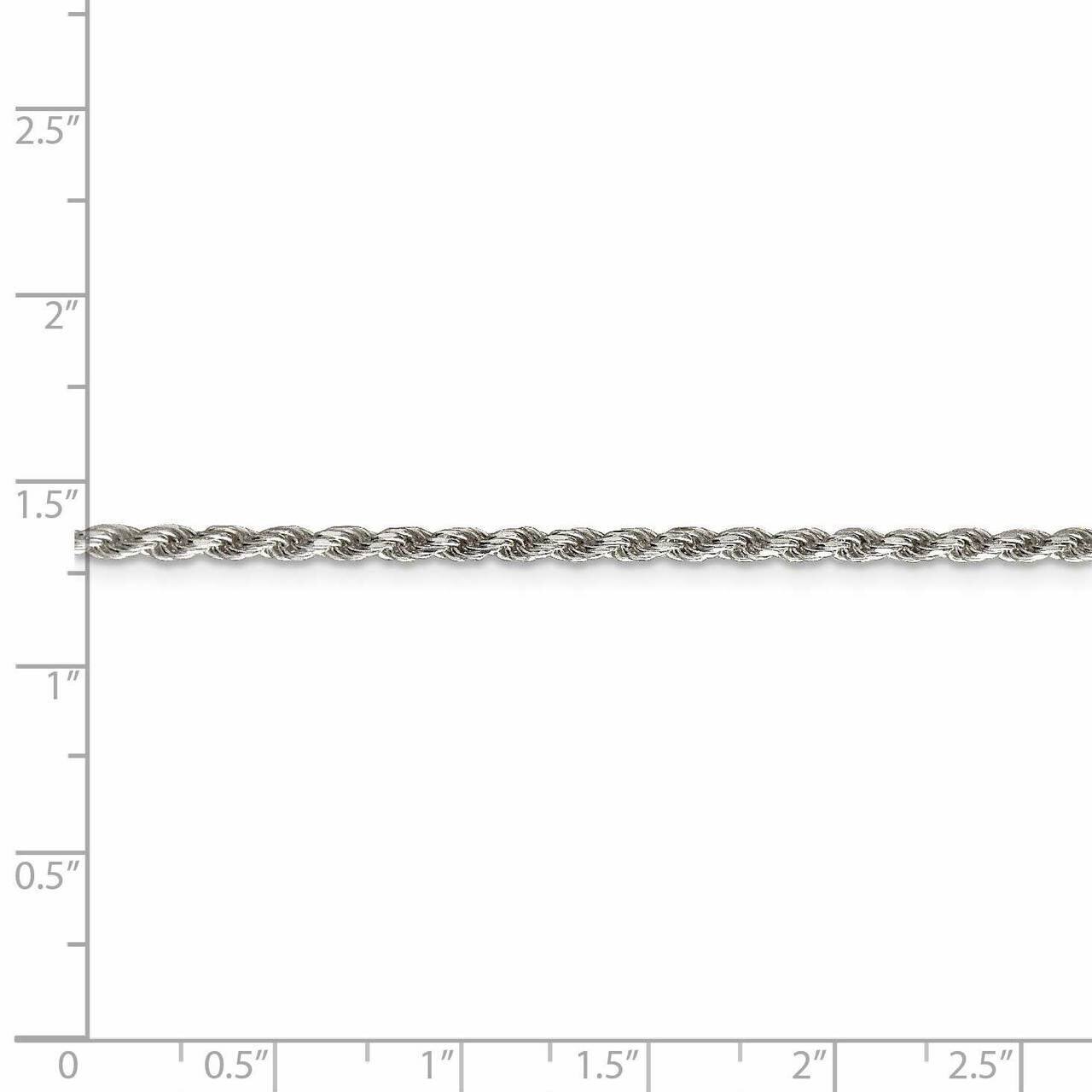 28 Inch Rhodium Plated 2.25mm Diamond-cut Rope Chain Sterling Silver QDC050R-28