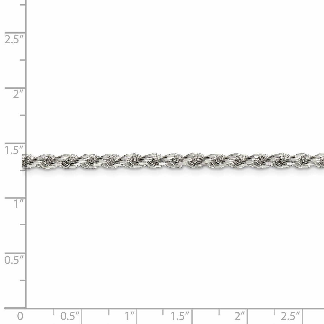26 Inch Rhodium-plated 3mm Diamond-cut Rope Chain Sterling Silver QDC070R-26, MPN: QDC070R-26, 8839…