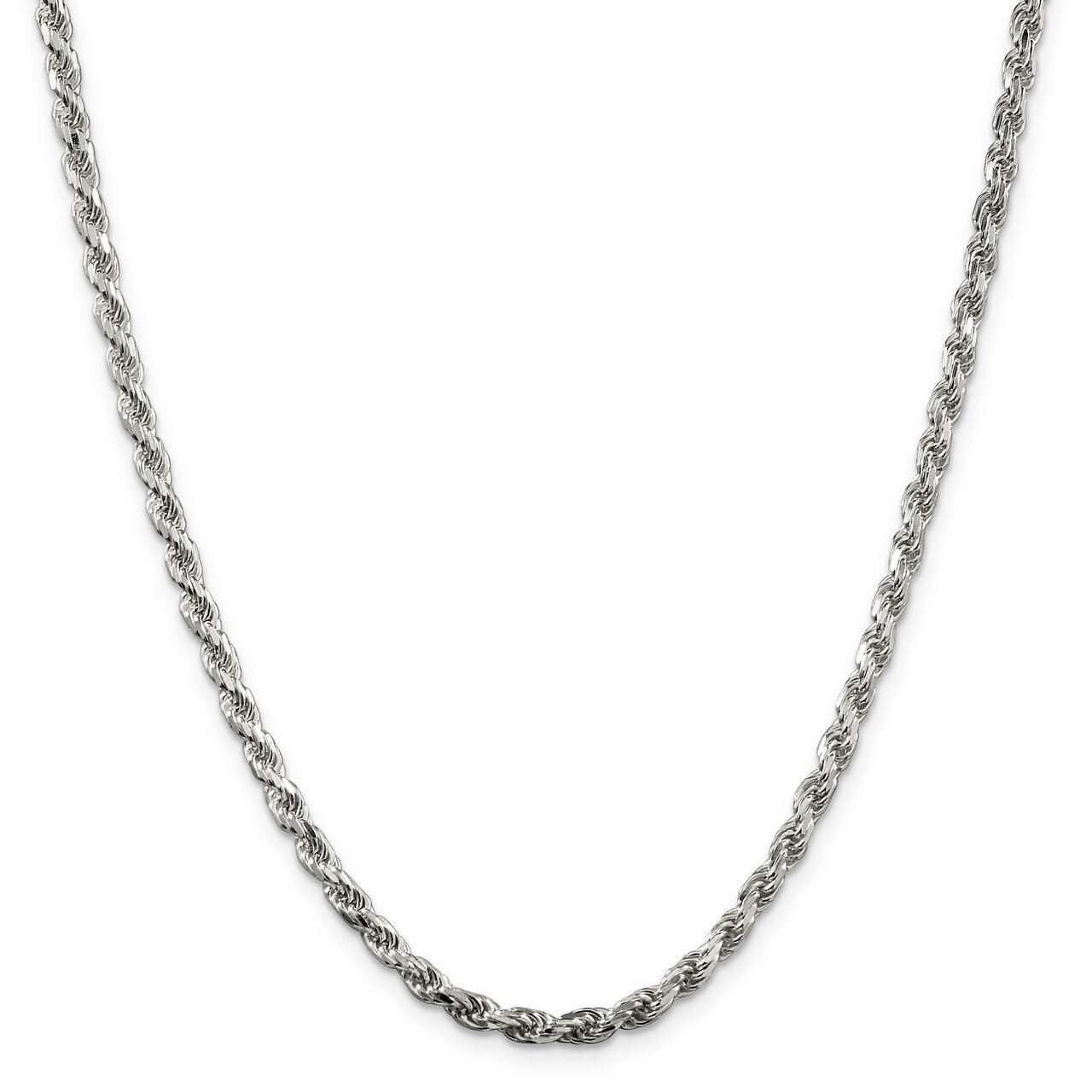 30 Inch Rhodium-plated 3.5mm Diamond-cut Rope Chain Sterling Silver QDC080R-30, MPN: QDC080R-30, 88…