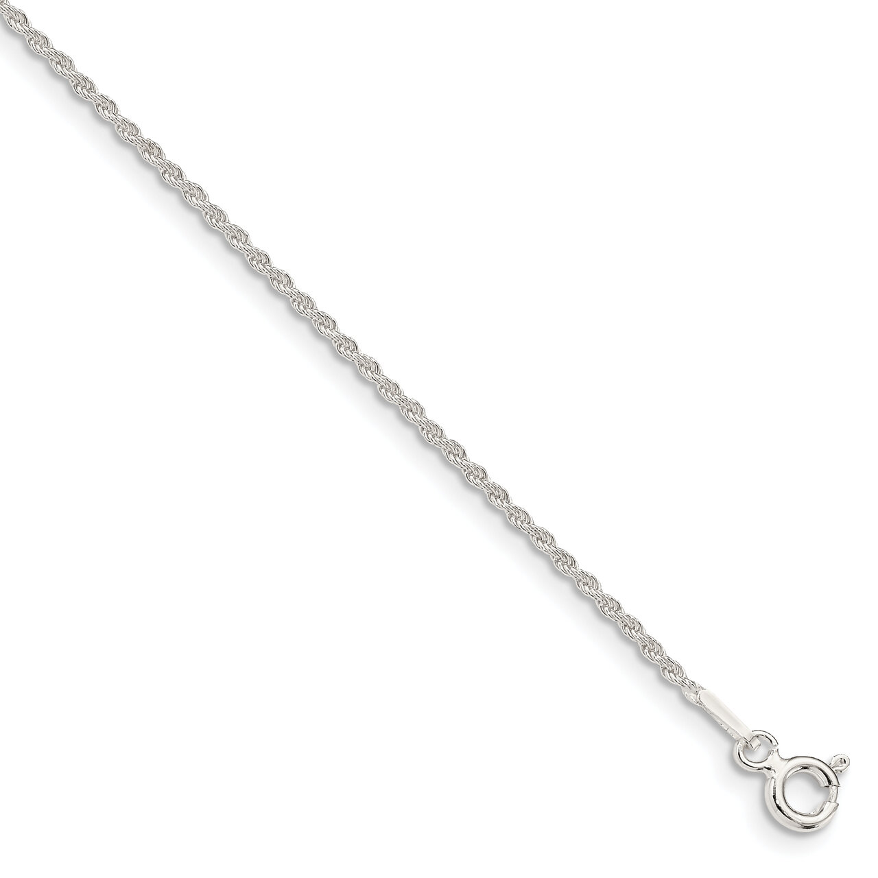 10 Inch 1.3mm Solid Rope Chain Sterling Silver QDR025-10