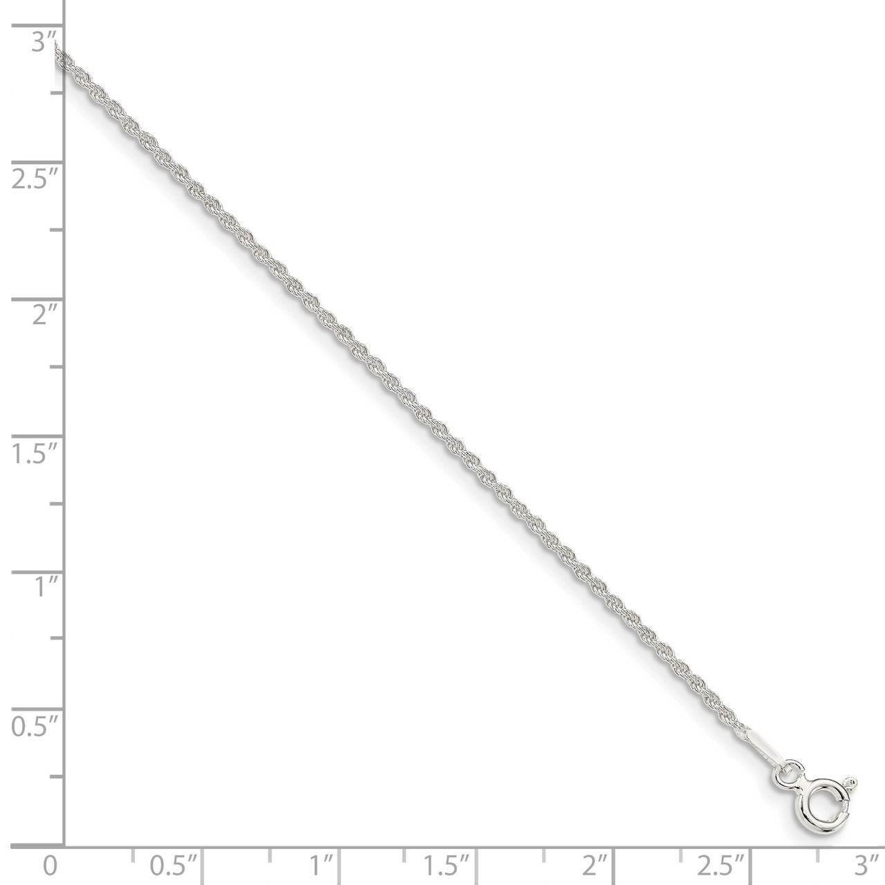 7 Inch 1.3mm Solid Rope Chain Sterling Silver QDR025-7