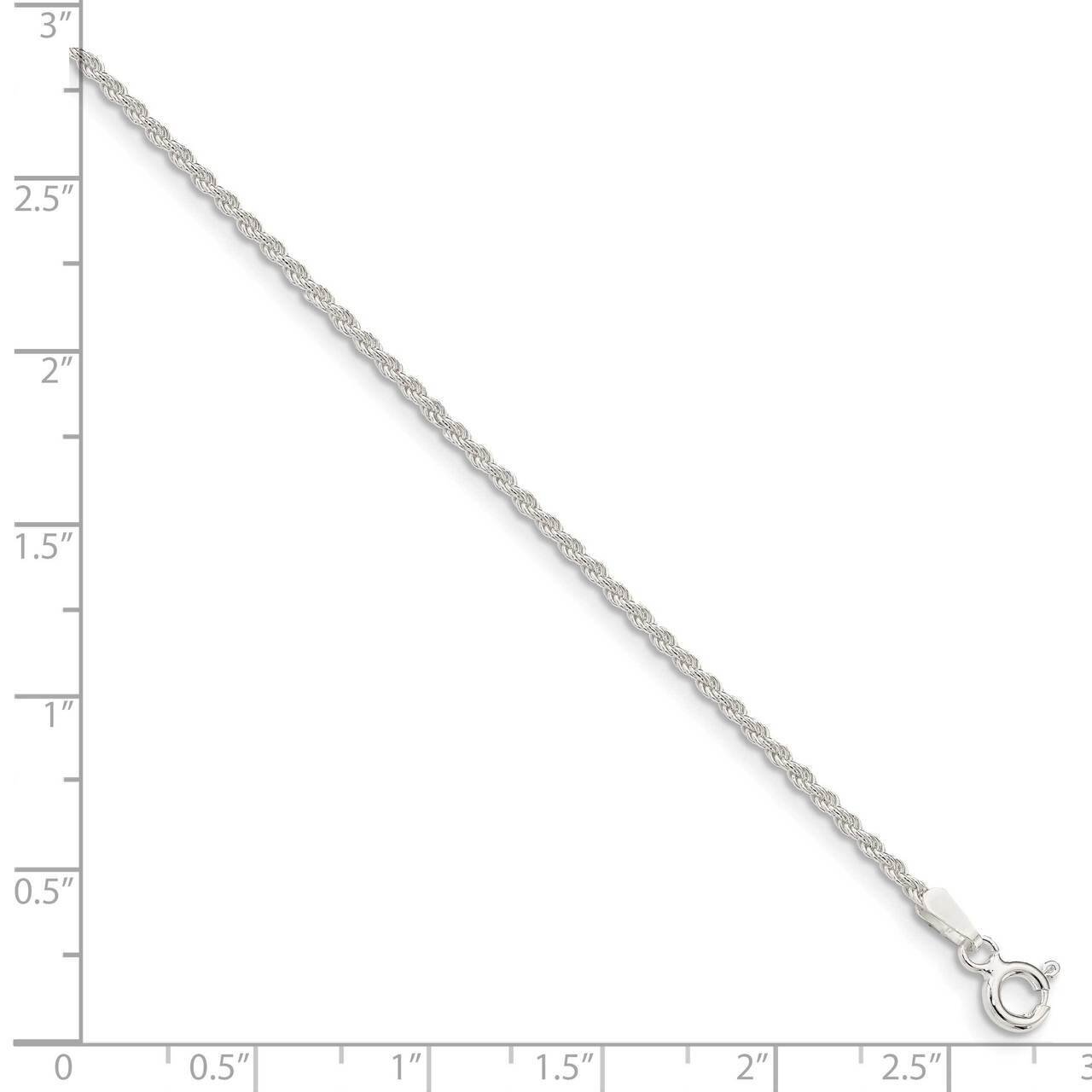 9 Inch 1.5mm Solid Rope Chain Sterling Silver QDR030-9, MPN: QDR030-9, 883957952499