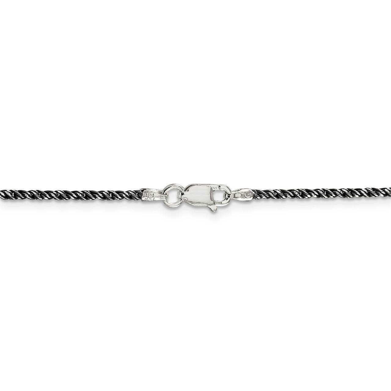 22 Inch Rhodium-plated 1.7mm Twisted Tight Wheat Chain Sterling Silver QFC200-22