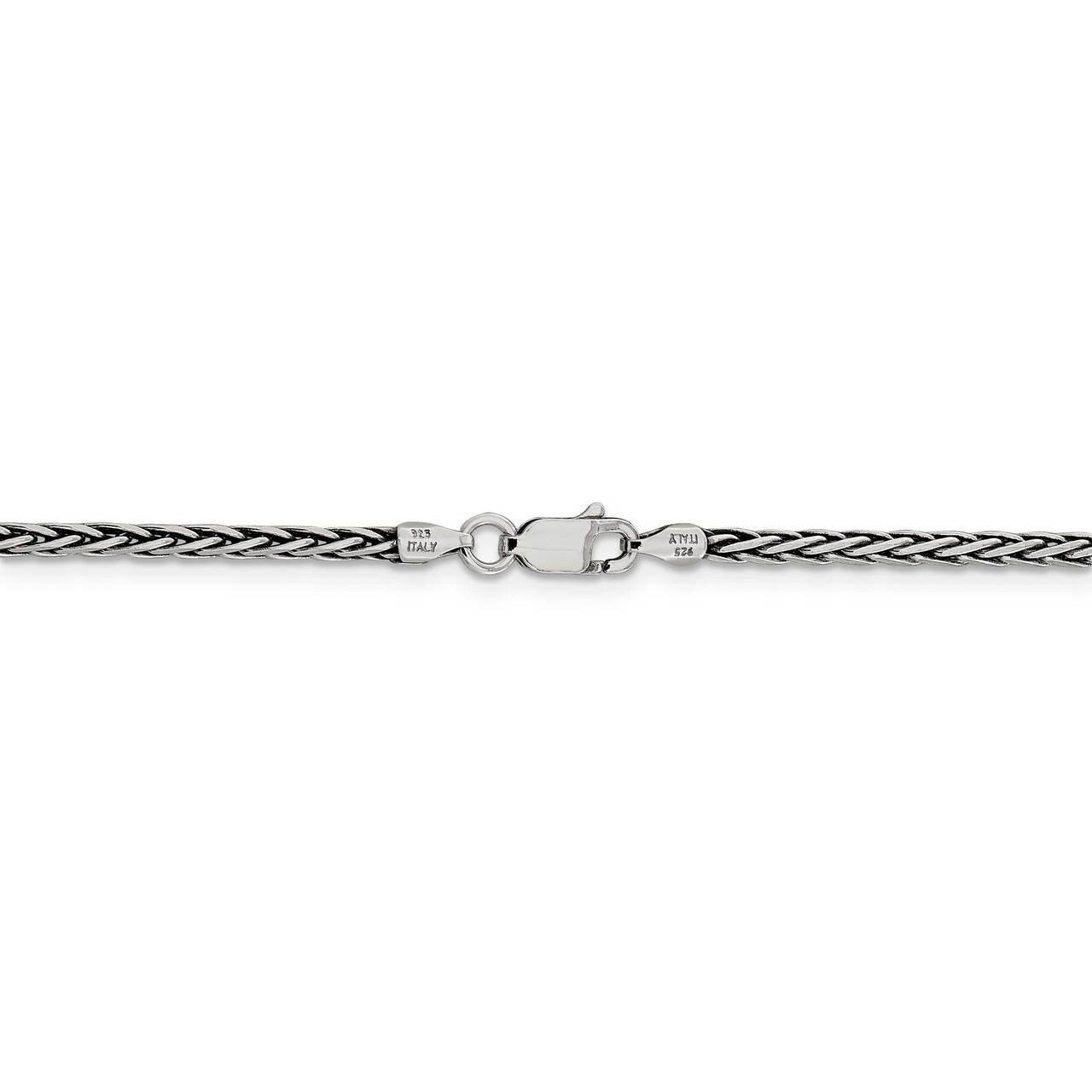 22 Inch Solid 2.22mm Antiqued Square Spiga Chain Sterling Silver QFC206-22