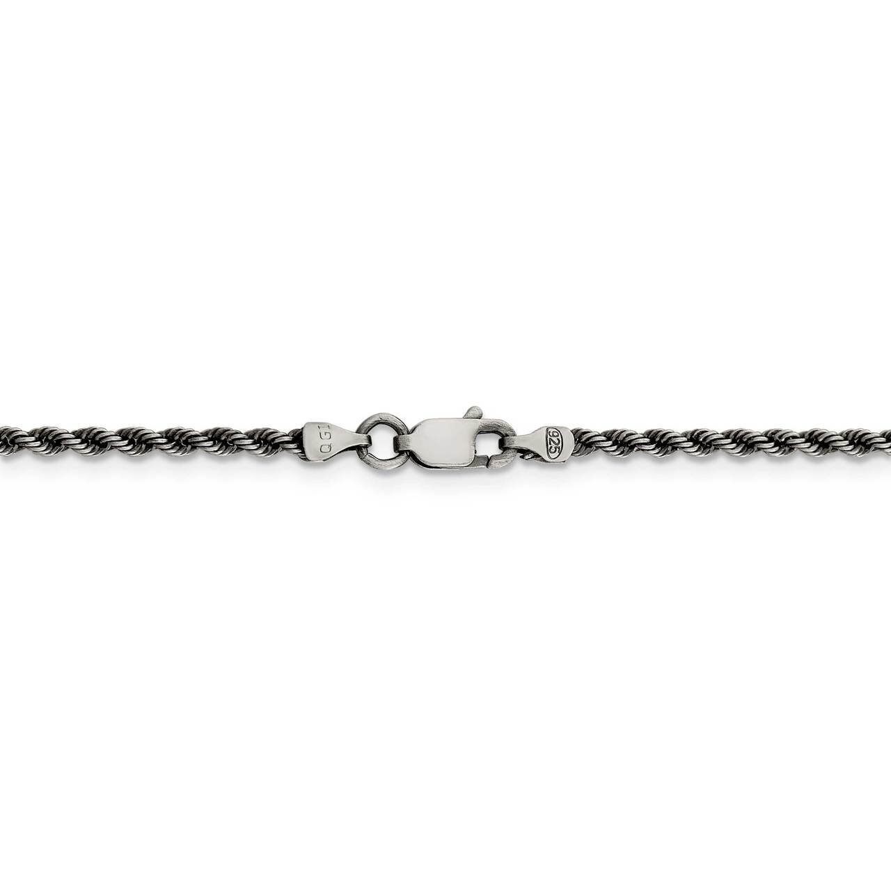 30 Inch Rhodium 2.3mm Rope Chain Sterling Silver QFC209-30, MPN: QFC209-30, 886774037950