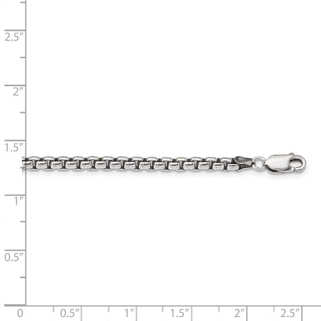 16 Inch 3.6mm Antiqued Round Box Chain Sterling Silver QFC216-16
