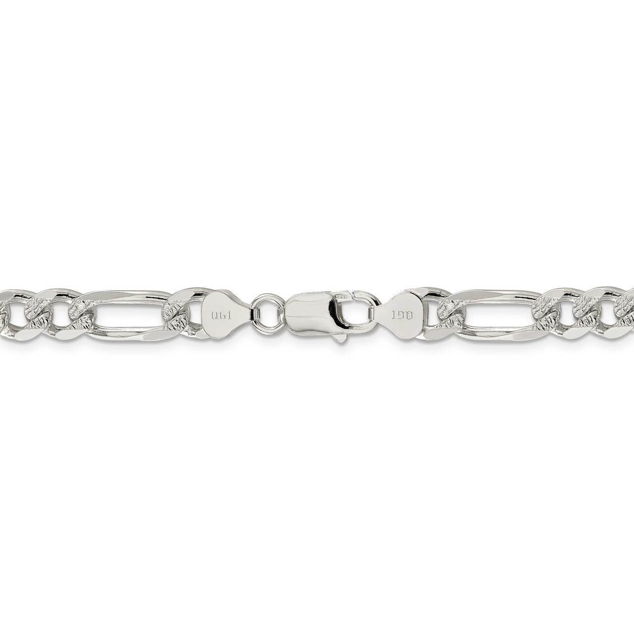 30 Inch 8mm Pav Flat Figaro Chain Sterling Silver QFF220-30, MPN: QFF220-30, 191101394386