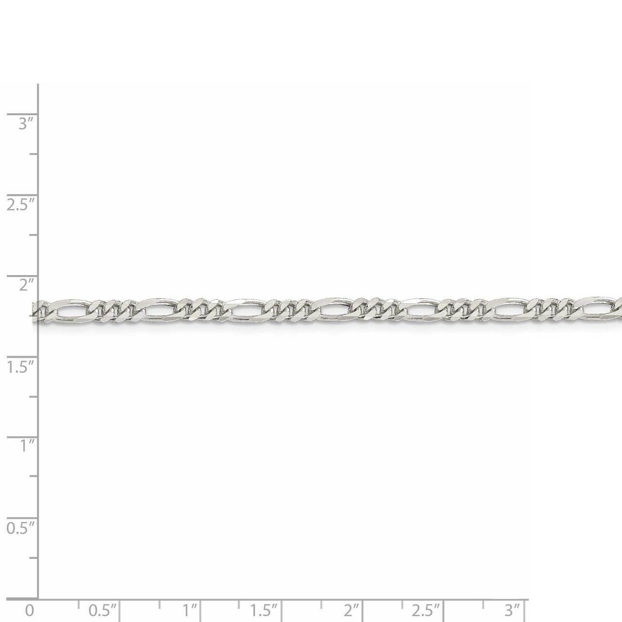26 Inch Rhodium-plated 4mm Figaro Chain Sterling Silver QFG100R-26, MPN: QFG100R-26, 886774102832