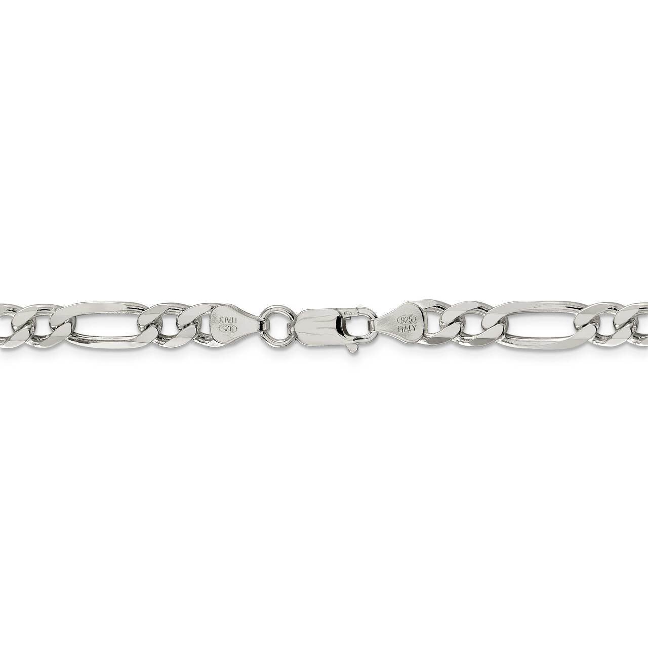 22 Inch Rhodium-plated 6.5mm Figaro Chain Sterling Silver QFG180R-22