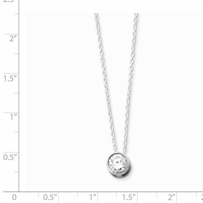 18 Inch CZ Diamond Pendant on 18 Chain Necklace Sterling Silver QG39-18