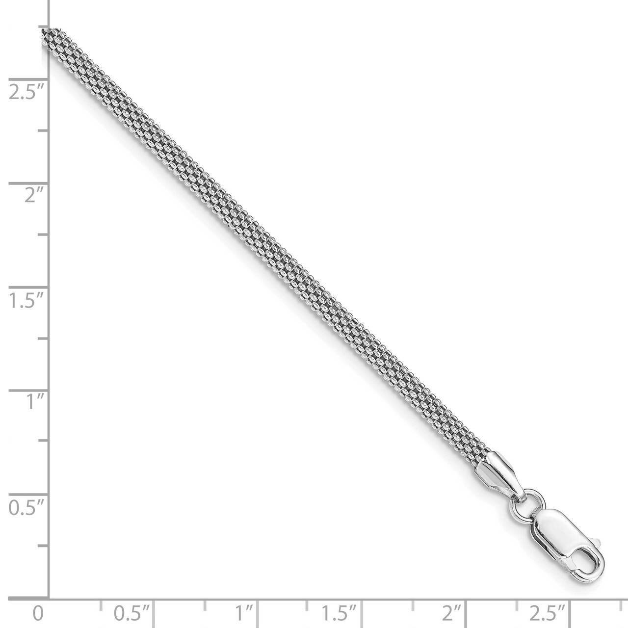 7.5 Inch Rhodium-plated 3mm Corona Chain Bracelet Sterling Silver QG4858-7.5