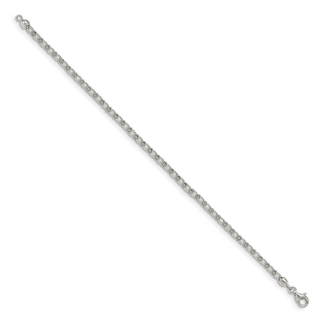 7.25 Inch Enclosed CZ Diamond Chain Bracelet Sterling Silver QG5018-7.25