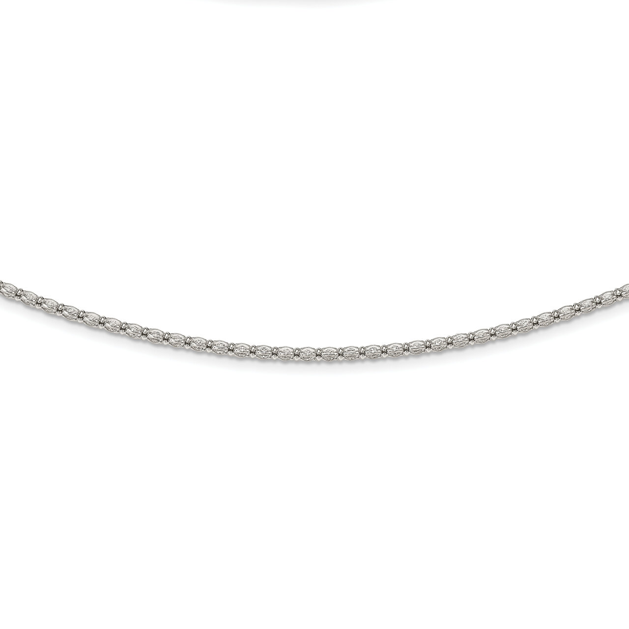 18 Inch Enclosed CZ Diamond Chain Necklace Sterling Silver QG5325-18