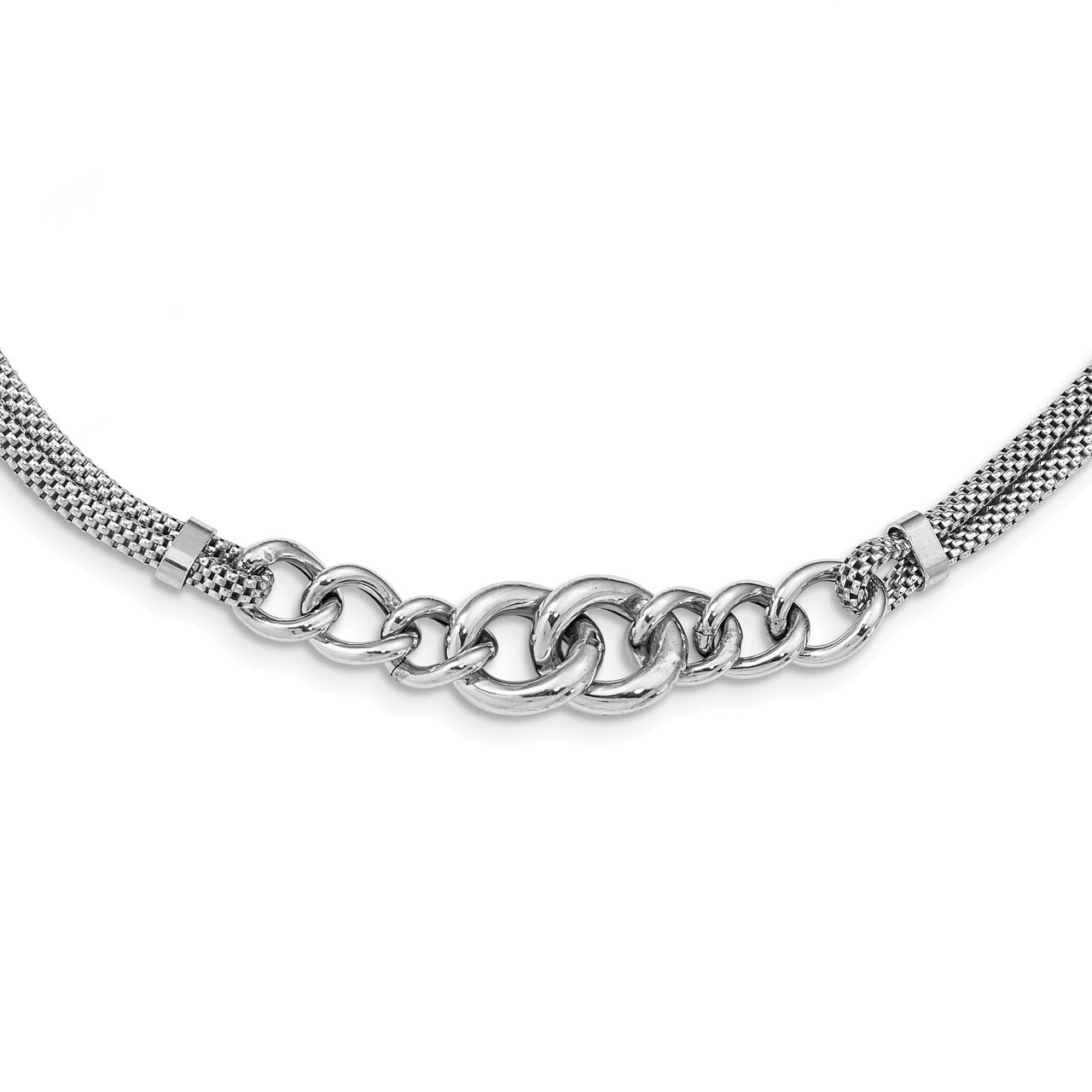 17 Inch Rhodium-plated Fancy Chain w/2in Ext. 2-strand Necklace Sterling Silver QG5599-17