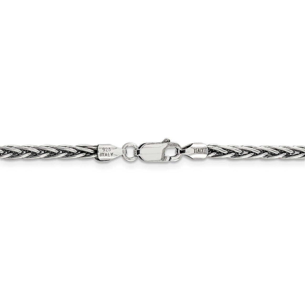 22 Inch Solid 3.25mm Antiqued Square Spiga Chain Sterling Silver QH369-22
