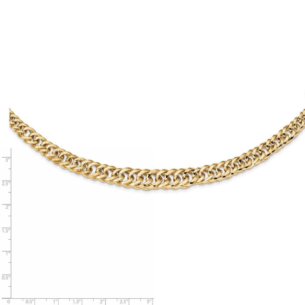 18 Inch Polished Fancy Graduated Curb Chain Necklace 14k Yellow Gold SF2415-18