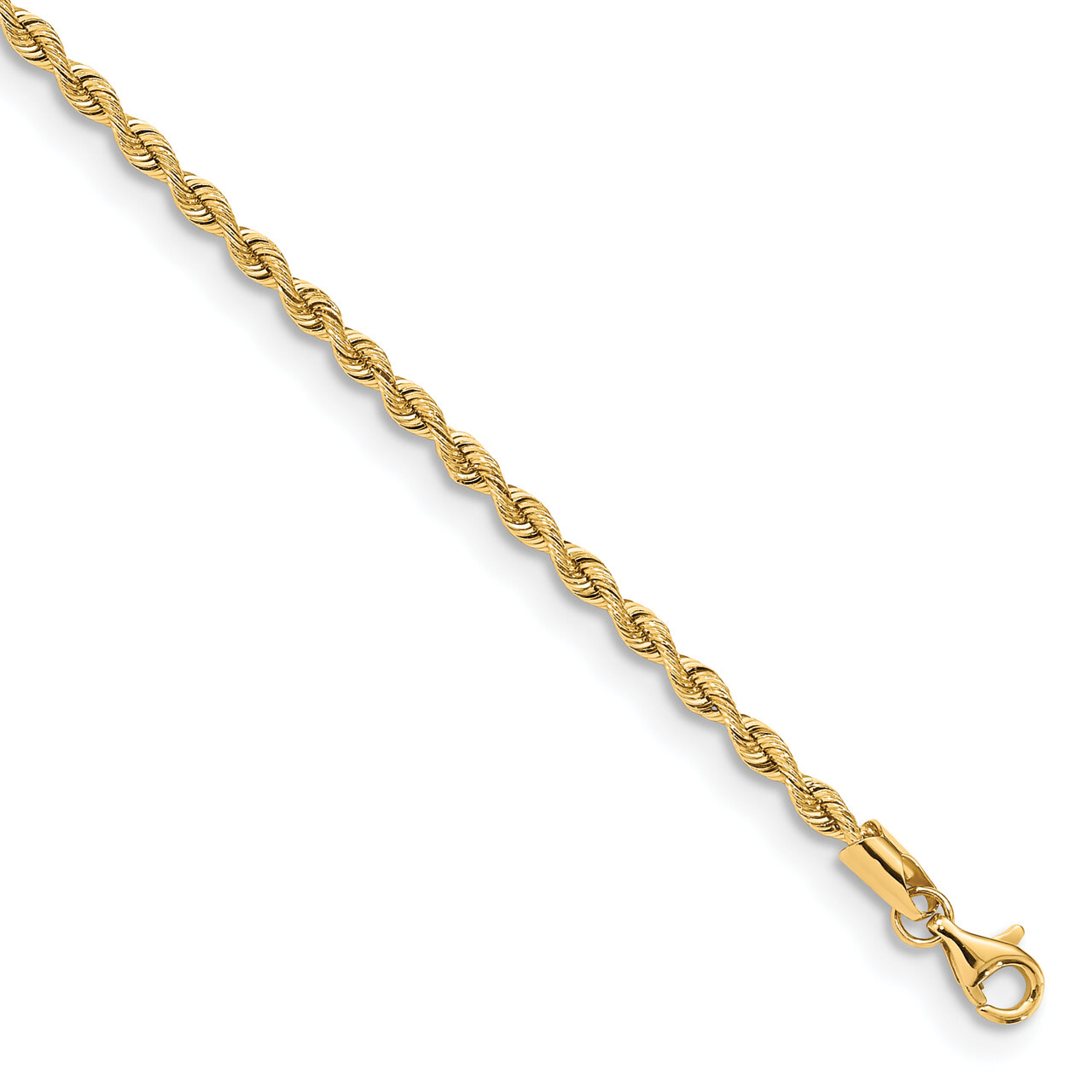 7 Inch 2.55mm Silky Rope Chain 14k Yellow Gold SKR021-7