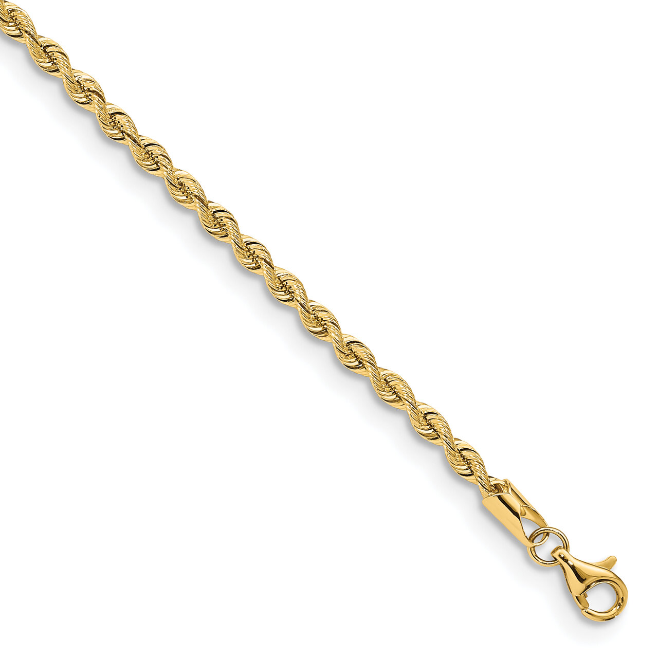 7 Inch 2.65mm Silky Rope Chain 14k Yellow Gold SKR023-7