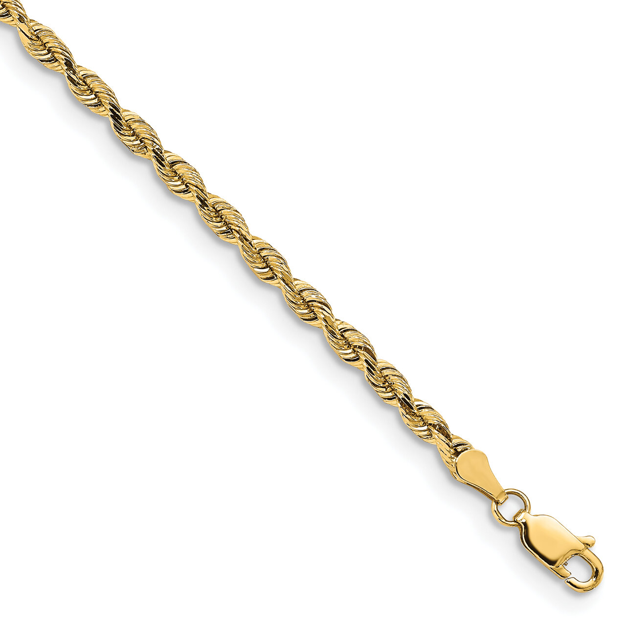 7 Inch 3mm Diamond-cut Silky Rope Chain 14k Yellow Gold SKRD025-7
