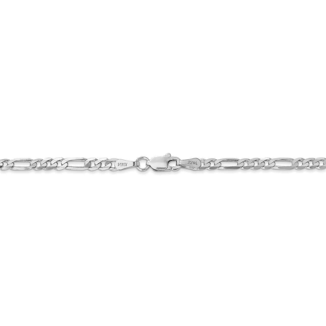 26 Inch 3.0mm Flat Figaro Chain 14k White Gold WFIG080-26