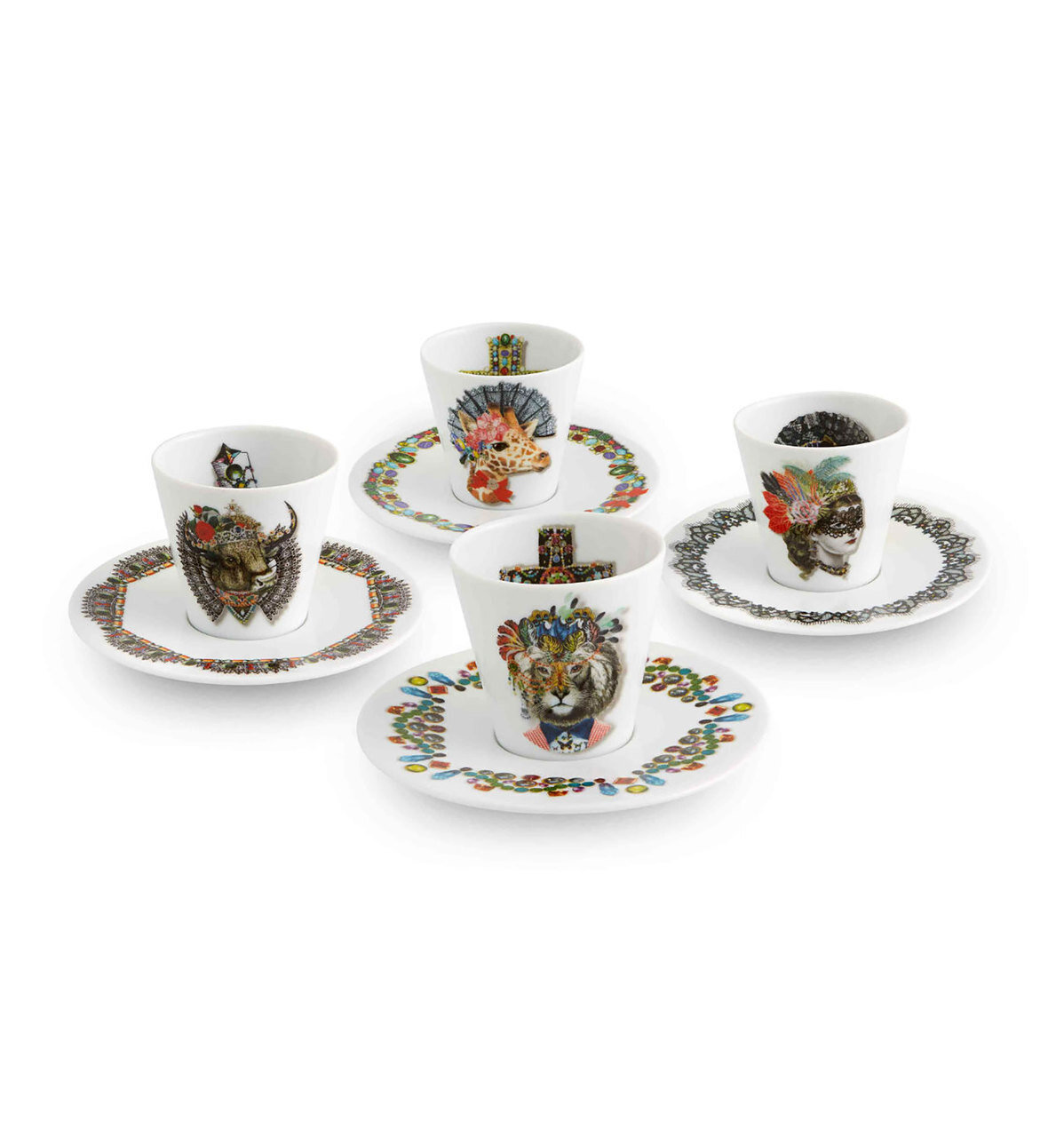 Vista Alegre Christian Lacroix Love Who You Want Set Of 4 Expresso Cups And Saucers 21129557, MPN: …